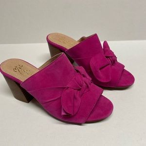 Anthropology Pink Rose Suede Block Heels